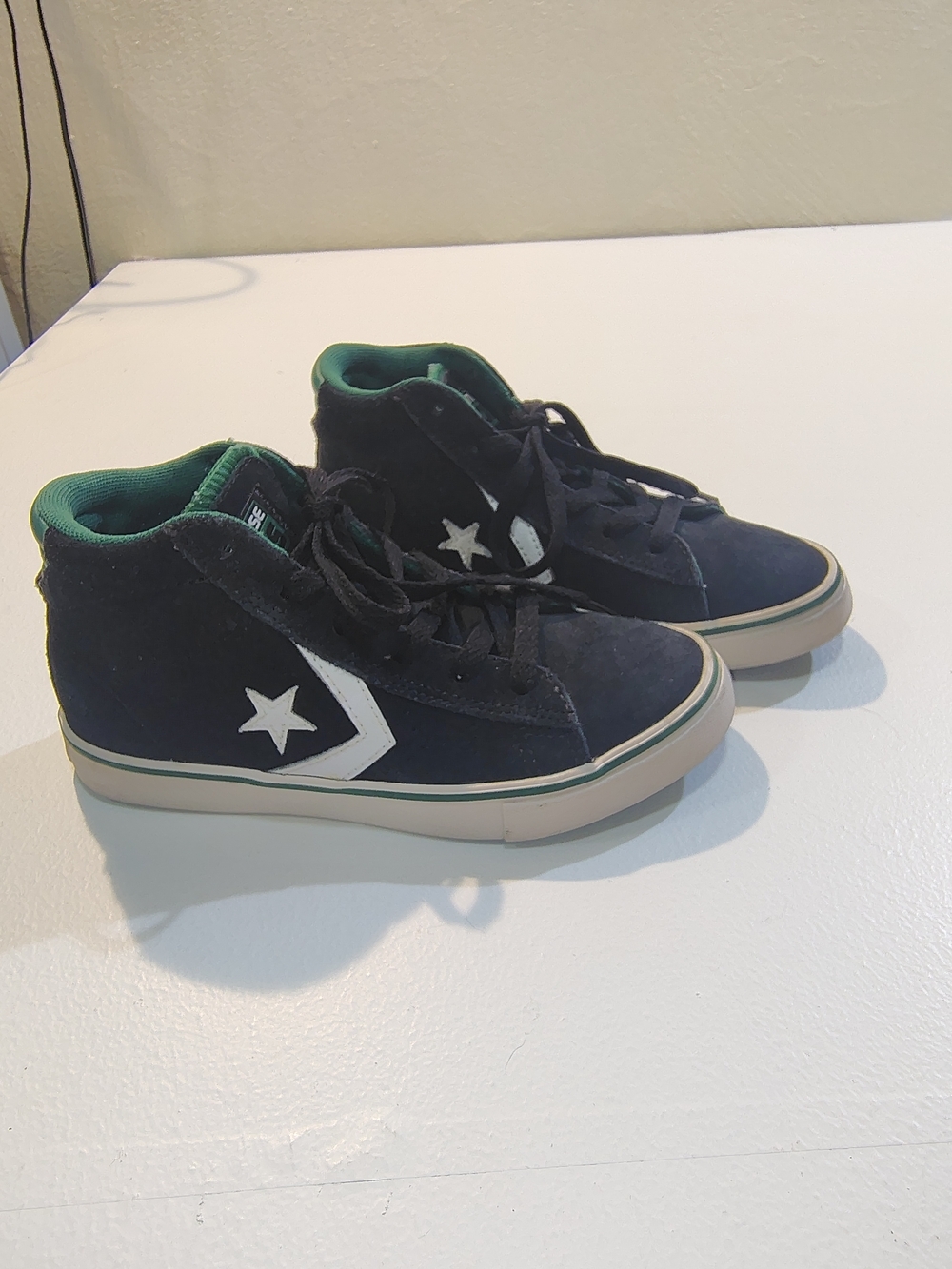 Converse Kids Black High-Top Sneakers with Green Lining
